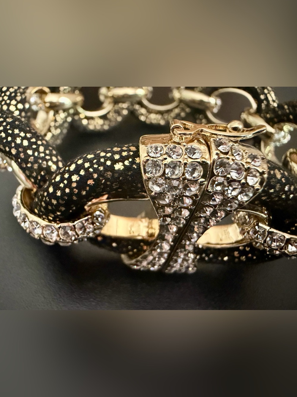 JOAN BOYCE “EDGY CHIC” CORD LINK PAVE BRACELET